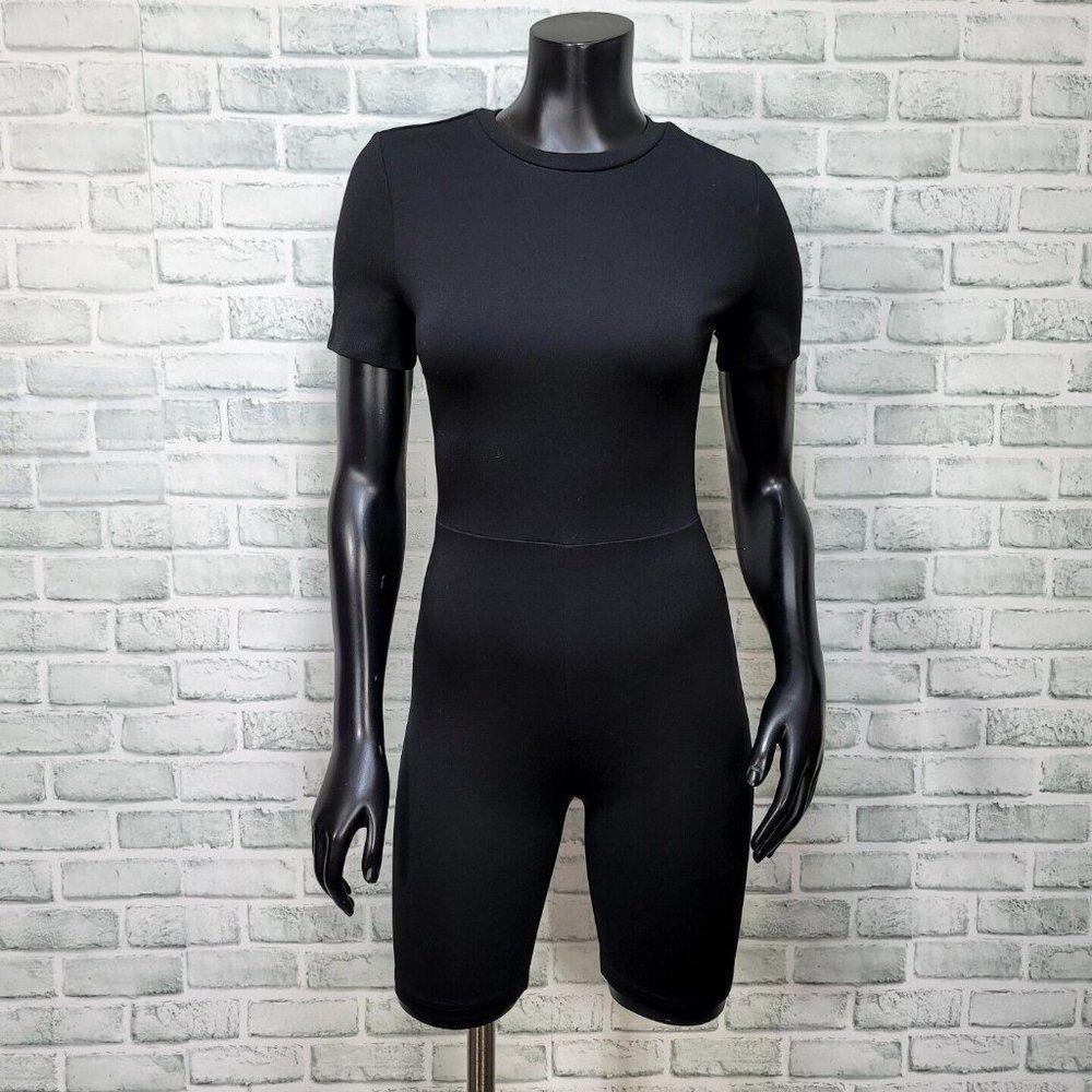 GRLFRND Womens XS Black Joni Romper Short Form Fitted Ponte Jersey Knit